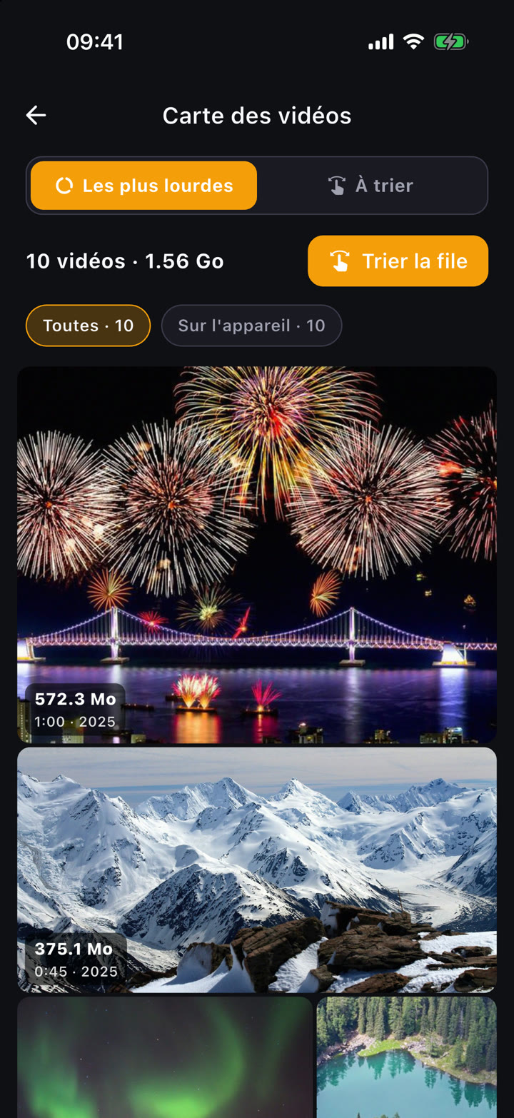 La mosaïque des vidéos les plus lourdes